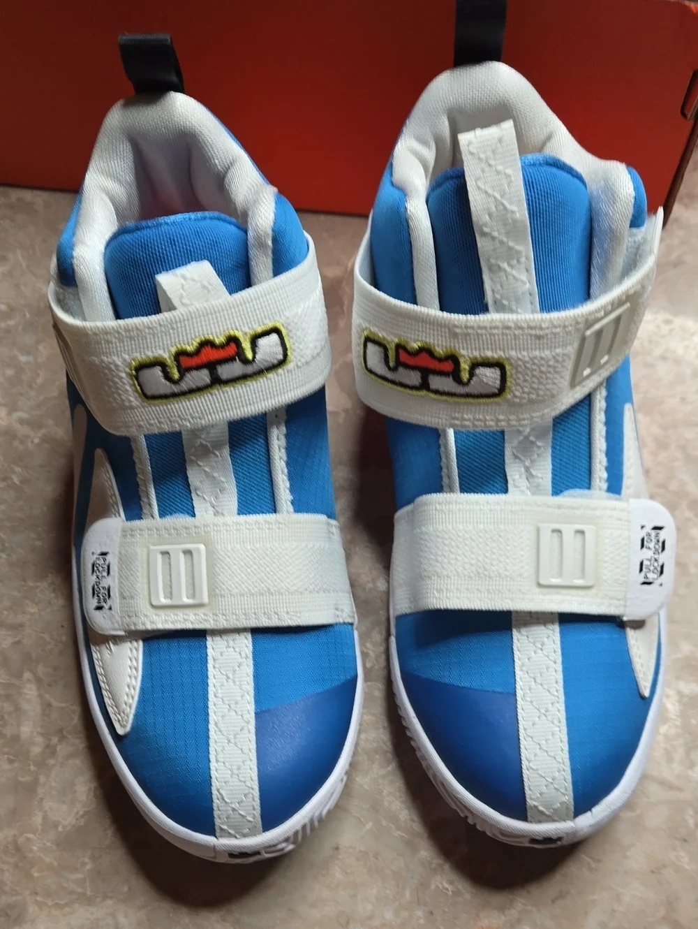Nike Kids Blue and White Strap Sneakers